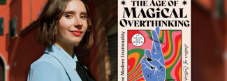 Amanda Montell with a copy of her book The Age of Magical Overthinking