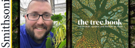 Horticulturalist Matthew Fleming and a copy of the book The Tree Book