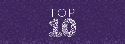 A dark purple banner with the word "TOP" in white, followed by the number 10 made up of white stars on a blue background.