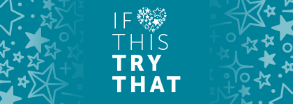 A teal banner with the words "If this try that" in white, with white stars on a blue background.