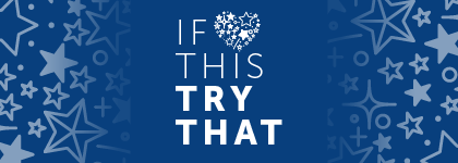 A dark blue banner with the words "If this try that" in white, with white stars on a blue background.