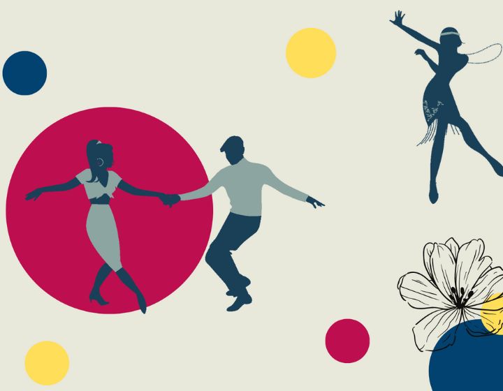 background image: Illustrations of people swing dancing.